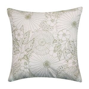 Edie@Home - 18" x 18" Fine Line Embroidered Floral Decorative  Green